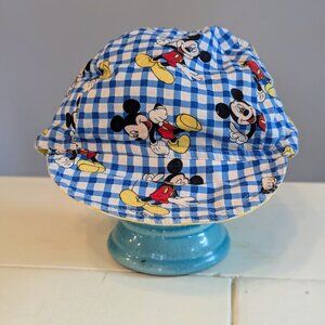 VTG 80s Disney World Mickey Mouse Painter Hat Cab Toddler Blue Yellow Checkered